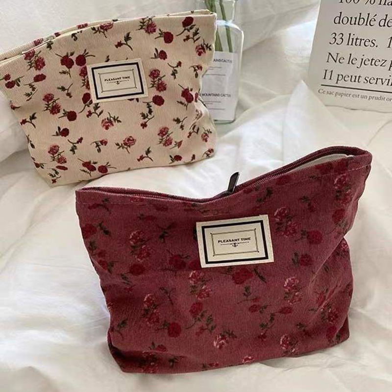 Corduroy Flower Cosmetic Bag C - Korean Skincare Routine review and price