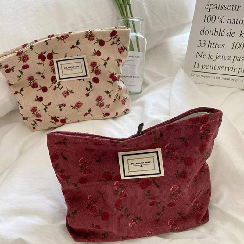 Corduroy Flower Cosmetic Bag C - Korean Skincare Routine review and price