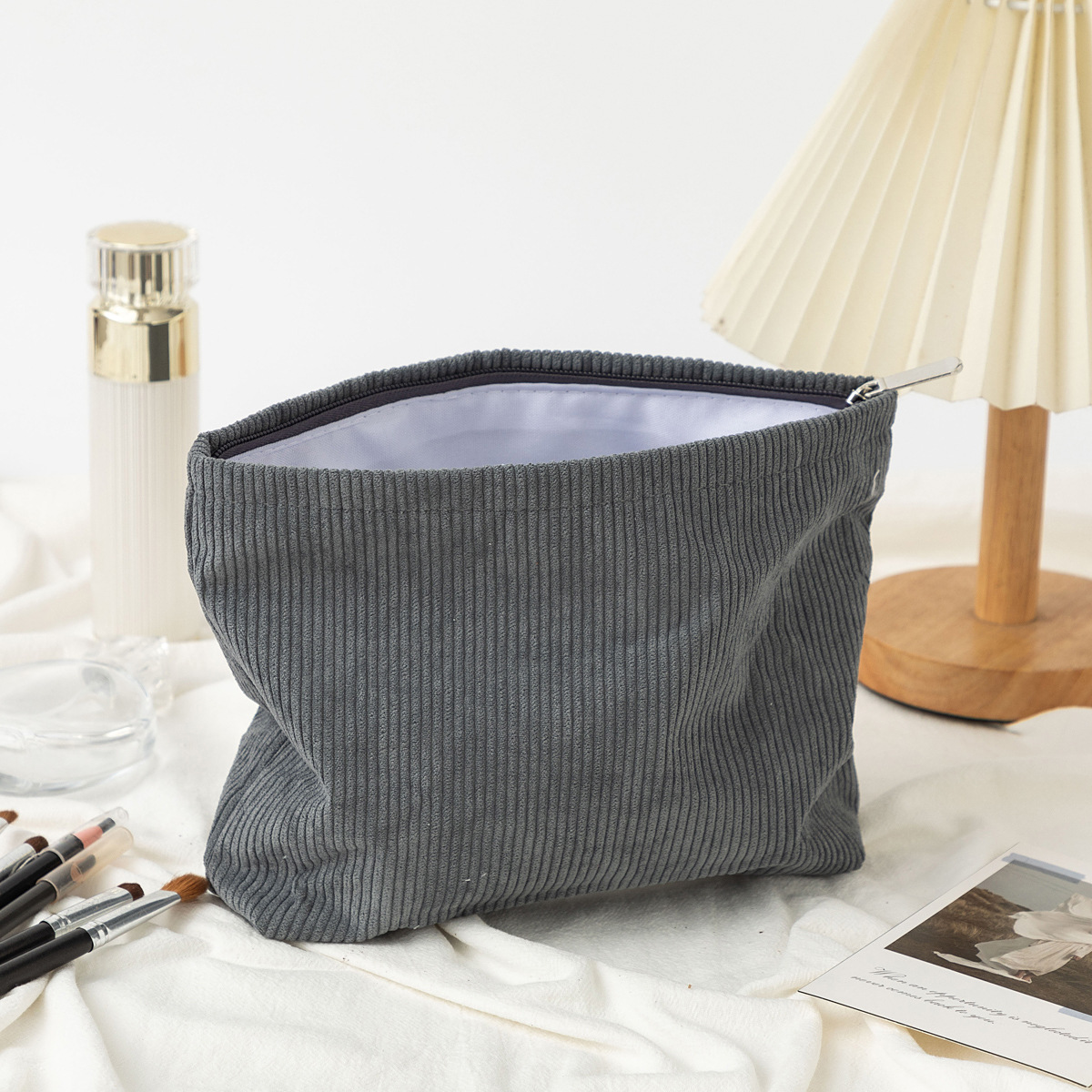 Corduroy Cosmetic Bag Women Ko - Korean Skincare Routine review and price