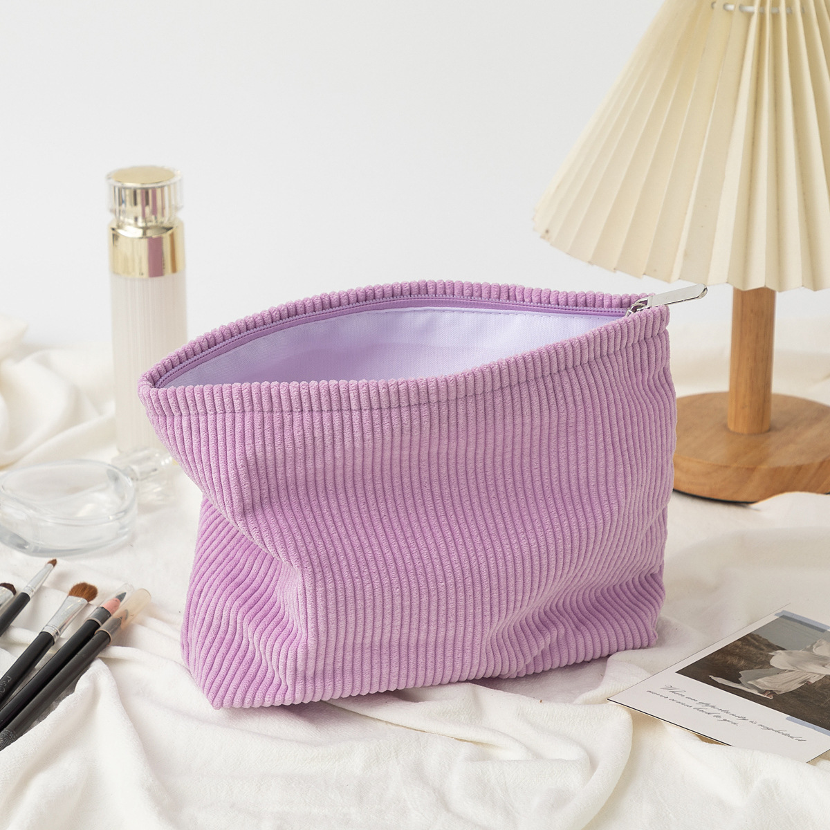 Corduroy Cosmetic Bag Women Ko - Korean Skincare Routine review and price